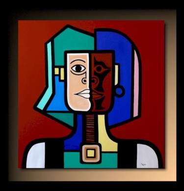 Painting titled "Biface 05" by Tehos, Original Artwork, Oil