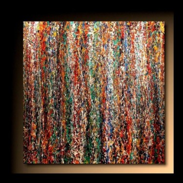 Painting titled "Vertical Flux 14" by Tehos, Original Artwork, Oil