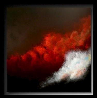 Peinture intitulée "Nuage Rouge 21" par Tehos, Œuvre d'art originale, Huile
