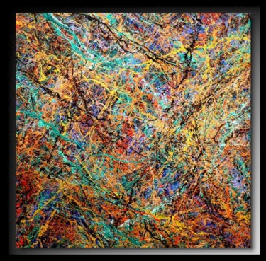 Painting titled "Abstraction P303" by Tehos, Original Artwork, Oil