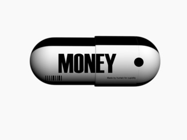 Peinture intitulée "Money Pill" par Tehos, Œuvre d'art originale, Huile