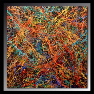 Painting titled "Abstraction P371" by Tehos, Original Artwork, Oil