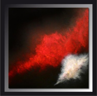 Painting titled "Nuage Rouge A017" by Tehos, Original Artwork, Oil