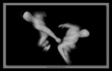 Картина под названием "Two men in movement" - Tehos, Подлинное произведение искусства, Масло
