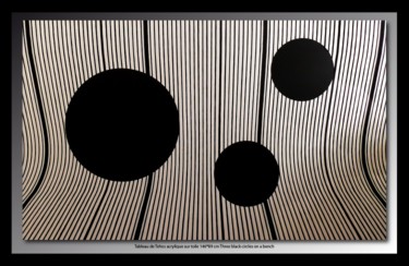 Картина под названием "Three black circles…" - Tehos, Подлинное произведение искусства, Масло
