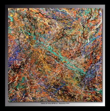 Painting titled "Abstraction P 414" by Tehos, Original Artwork, Oil