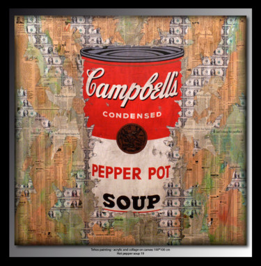 Картина под названием "Hot Pepper soup 19" - Tehos, Подлинное произведение искусства, Масло