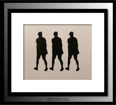 Painting titled "Three Walking Men 02" by Tehos, Original Artwork, Oil