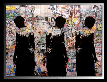 Collages intitolato "Three men looking" da Tehos, Opera d'arte originale