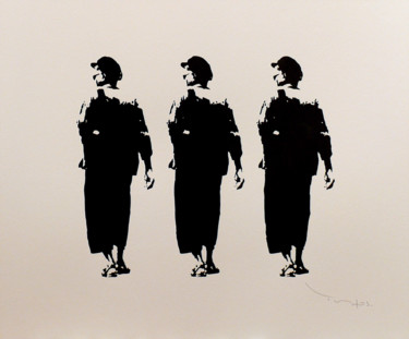 Desenho intitulada "Three men looking l…" por Tehos, Obras de arte originais, Tinta