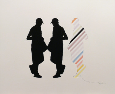 Arte digital titulada "Three men with bag…" por Tehos, Obra de arte original, Otro