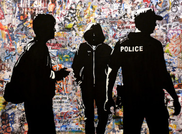 Peinture intitulée "Street scene" par Tehos, Œuvre d'art originale, Acrylique