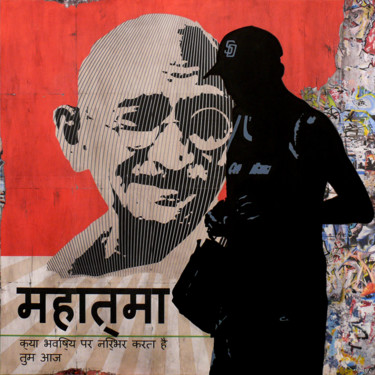 Painting titled "Mahatma Gandhi" by Tehos, Original Artwork, Other
