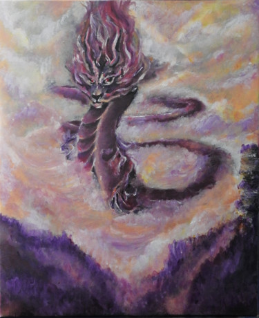 Peinture intitulée "dragon protecteur" par Teiki, Œuvre d'art originale, Acrylique