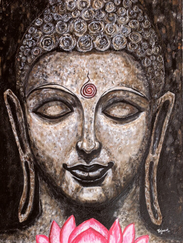 Painting titled "Buddha art, Buddha…" by Tejaswi Poojari (KOLOR KOVELA), Original Artwork, Acrylic