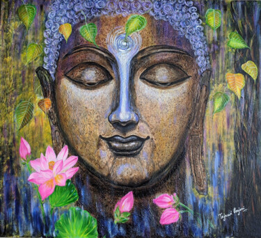 Malerei mit dem Titel "Buddha painting- Ni…" von Tejaswi Poojari (KOLOR KOVELA), Original-Kunstwerk, Acryl Auf Keilrahmen au…