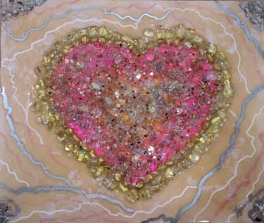 Pintura titulada "Heart geode, resin…" por Tejaswi Poojari (KOLOR KOVELA), Obra de arte original, Resina Montado en Bastidor…