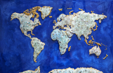 Картина под названием "World map wall art,…" - Tejaswi Poojari (KOLOR KOVELA), Подлинное произведение искусства, Смола Устан…