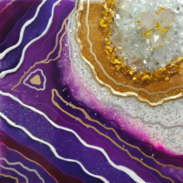 Malerei mit dem Titel "Resin Geode Art, Pu…" von Tejaswi Poojari (KOLOR KOVELA), Original-Kunstwerk, Acryl Auf Keilrahmen au…
