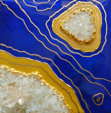 Картина под названием "Blue Resin geode art" - Tejaswi Poojari (KOLOR KOVELA), Подлинное произведение искусства, Смола Устан…