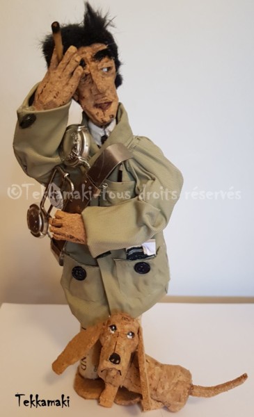 Sculpture intitulée "Columbo" par Tekkamaki, Œuvre d'art originale