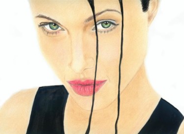Dessin intitulée "Angelina Jolie" par Tekkamaki, Œuvre d'art originale, Autre