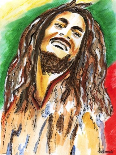 Dessin intitulée "Bob Marley" par Tekkamaki, Œuvre d'art originale