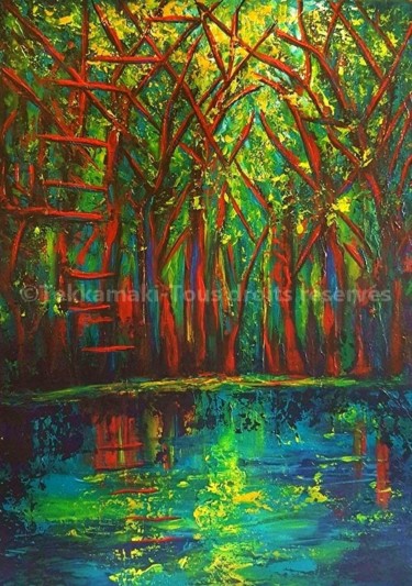 Peinture intitulée "Dans le bois" par Tekkamaki, Œuvre d'art originale, Acrylique