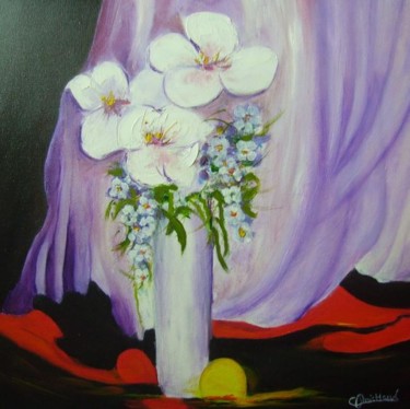 Peinture intitulée "Délicatesse florales" par Christiane Michaud, Œuvre d'art originale, Huile