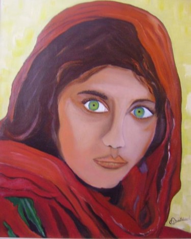 Peinture intitulée "Femme Cabille" par Christiane Michaud, Œuvre d'art originale, Huile