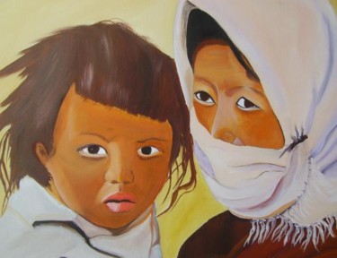 Peinture intitulée "Voyage au Tibet" par Christiane Michaud, Œuvre d'art originale, Huile