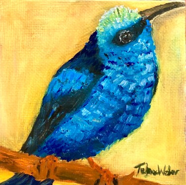 Pintura intitulada "Blue Bird" por Telma Weber, Obras de arte originais, Óleo