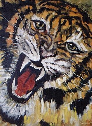 Pintura titulada "TIGRE" por Telma Weber, Obra de arte original