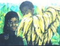 Painting titled "Bananas" by Telma Weber, Original Artwork, Oil