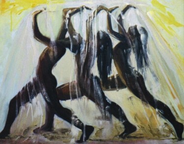 Pintura intitulada "DANÇA COM VÉUS" por Telma Weber, Obras de arte originais, Óleo