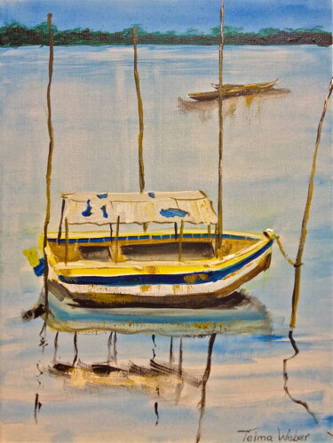 Painting titled "Q-282-BARCO" by Telma Weber, Original Artwork, Oil