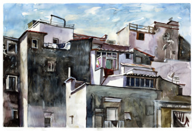 Pintura intitulada "Gaeta" por Olga Miasnikova (agll), Obras de arte originais, Aquarela