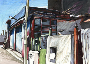 Schilderij getiteld "Fiumicino" door Olga Miasnikova (agll), Origineel Kunstwerk, Marker