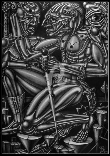 Disegno intitolato "The tired man" da Temo D, Opera d'arte originale, Grafite