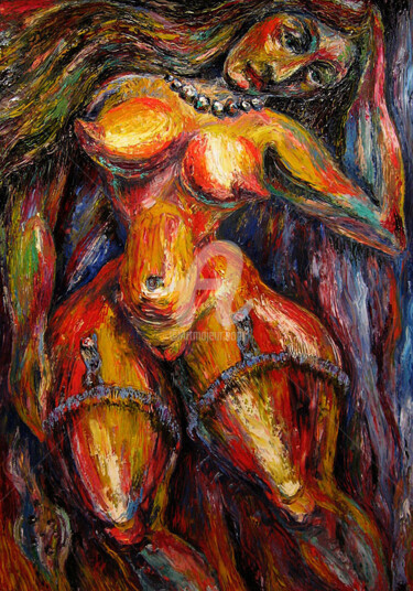 Peinture intitulée "single woman" par Temo D, Œuvre d'art originale, Huile