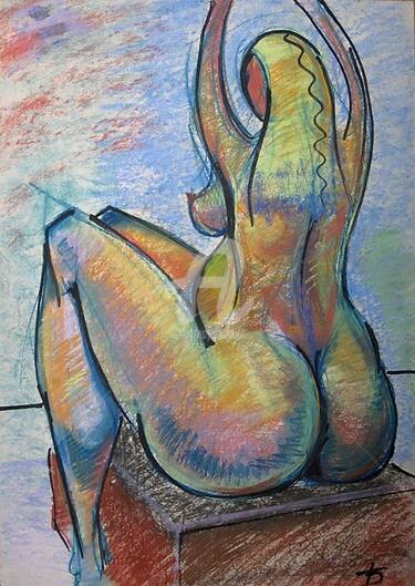 Desenho intitulada "Woman" por Temo D, Obras de arte originais, Pastel