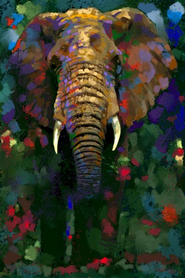 Digitale Kunst mit dem Titel "Elephant" von Teimouraz Edjibadze, Original-Kunstwerk, Digitale Malerei