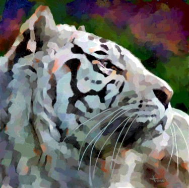 Digital Arts titled "white Tiger" by Teimouraz Edjibadze, Original Artwork, Digital Painting