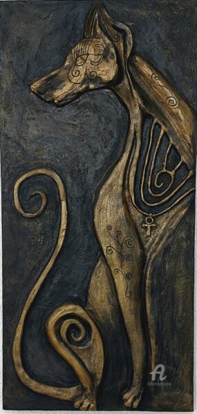 Schilderij getiteld "Anubis (egyptian do…" door Patrik Magdalenić, Origineel Kunstwerk, Acryl