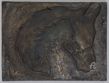 Painting titled "Horse woman" by Patrik Magdalenić, Original Artwork, Pigments Mounted on Wood Stretcher frame