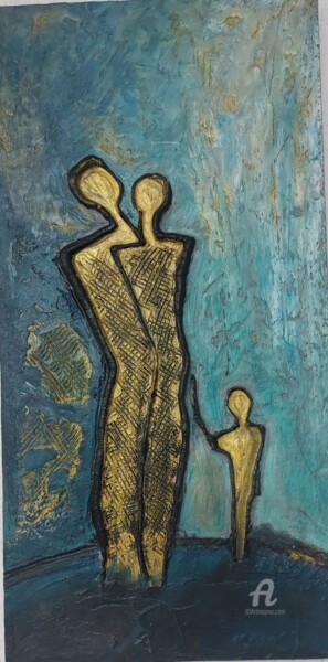 Malerei mit dem Titel "Family of three" von Patrik Magdalenić, Original-Kunstwerk, Acryl