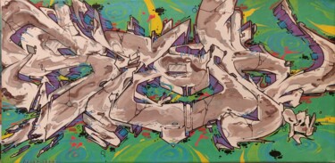 Картина под названием "Letter's 17" - Tenos3000, Подлинное произведение искусства, Акрил Установлен на Деревянная рама для н…