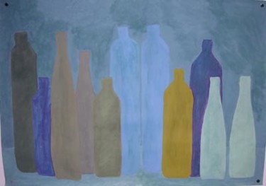 Peinture intitulée "Bottle painting 1" par Paul Stapleton, Œuvre d'art originale, Huile