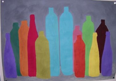 Peinture intitulée "bottle painting 3" par Paul Stapleton, Œuvre d'art originale, Huile