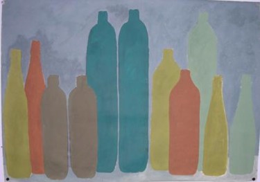 Peinture intitulée "bottle painting 4" par Paul Stapleton, Œuvre d'art originale, Huile